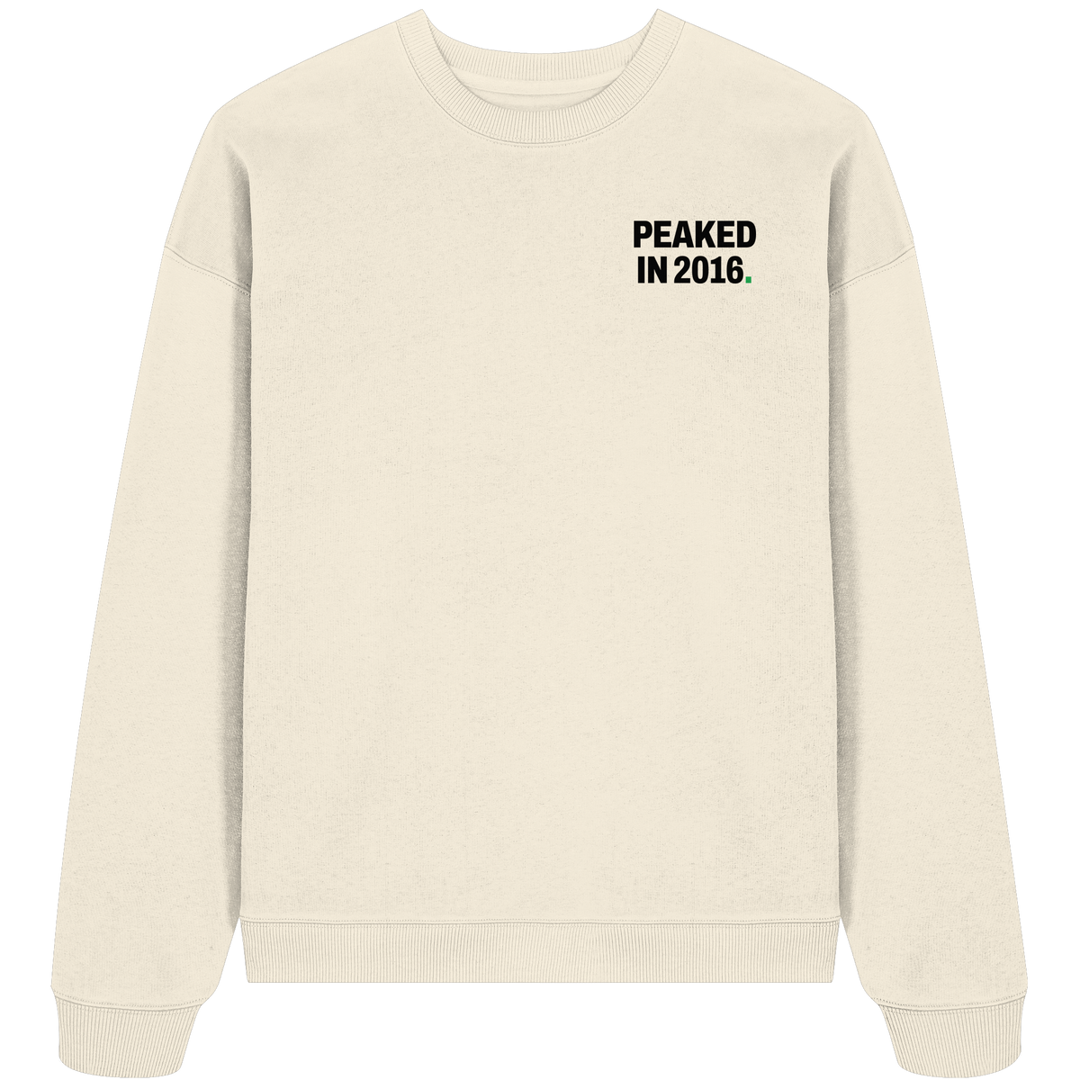 PEAKED IN 2016. — SWEAT · LIGHT · SMALL PRINT