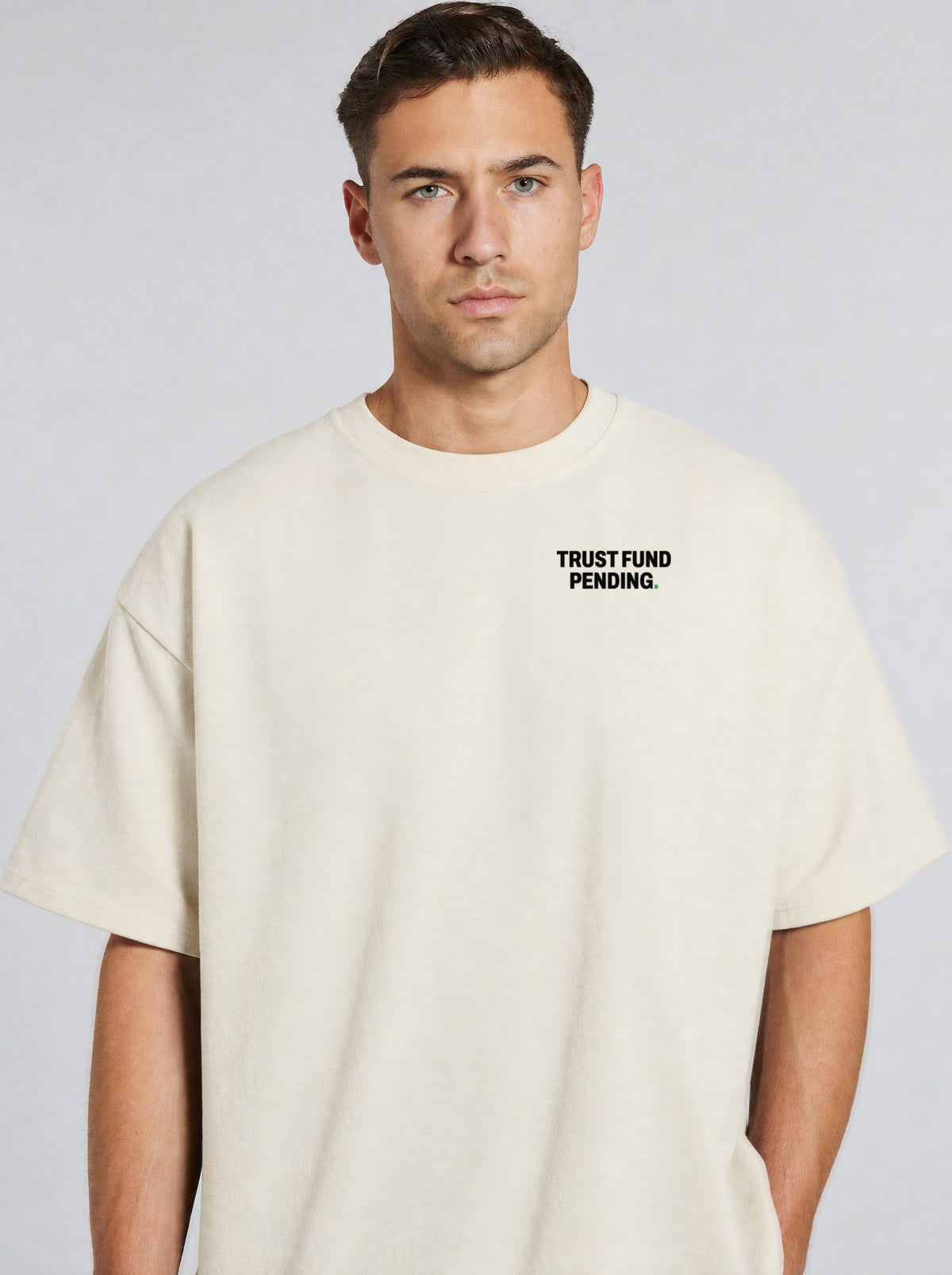 TRUST FUND PENDING. — Tee Natural Raw, on model